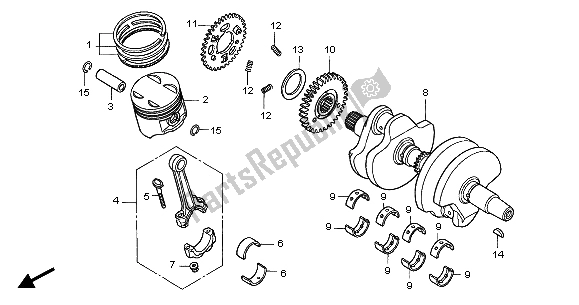 All parts for the Crankshaft & Piston of the Honda CBF 500 2007