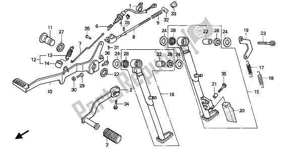 Todas as partes de Pedal De Freio E Pedal De Mudança do Honda NX 250 1991
