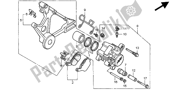 Wszystkie części do Zacisk Hamulca Tylnego Honda CB 750F2 1998