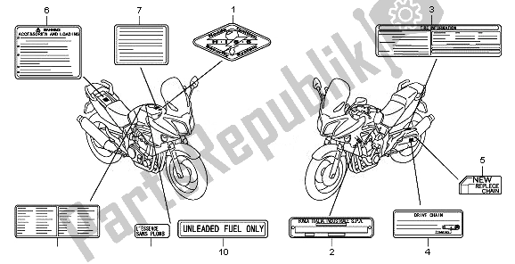 All parts for the Caution Label of the Honda CBF 1000 2008