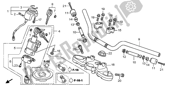 All parts for the Handle Pipe & Top Bridge of the Honda CB 600 FA Hornet 2011