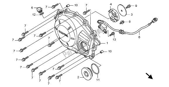 All parts for the Right Crankcase Cover of the Honda CBF 1000 2009