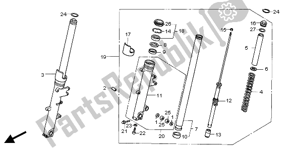 All parts for the Front Fork of the Honda CBR 1100 XX 2004