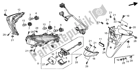 Toutes les pièces pour le Feu Arrière Et Garde-boue Arrière du Honda FJS 400A 2010