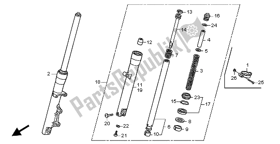 All parts for the Front Fork of the Honda XL 125V 2002