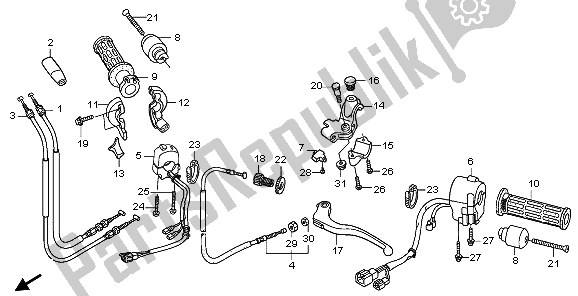 Toutes les pièces pour le Levier De Poignée Et Interrupteur Et Câble du Honda XL 125V 2009