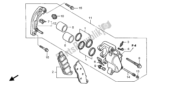 Alle onderdelen voor de Remklauw Voor van de Honda FMX 650 2006