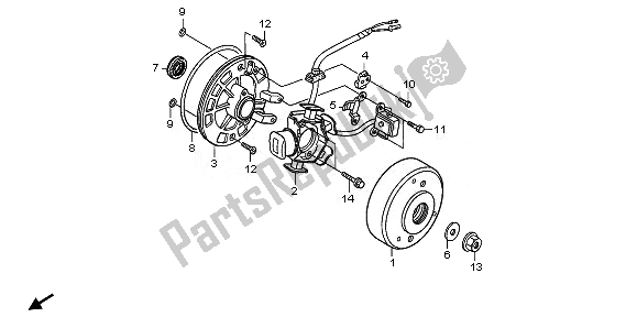 All parts for the Generator of the Honda CRF 70F 2008
