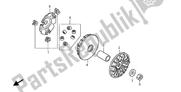 All parts for the Drive Face of the Honda WW 125 EX2 2012