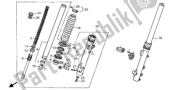 Todas las partes para Tenedor Frontal de Honda XL 600V Transalp 1996