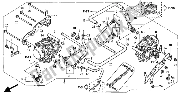 Tutte le parti per il Carburatore (assy.) del Honda VTR 1000F 2000