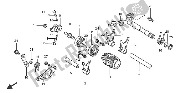 All parts for the Gearshift Drum of the Honda CRF 250R 2005