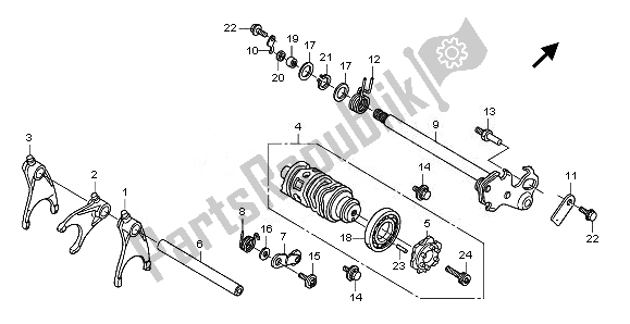 Todas as partes de Tambor De Mudança De Marchas do Honda CB 600 FA Hornet 2010