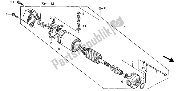 All parts for the Starting Motor of the Honda TRX 400 FA 2007