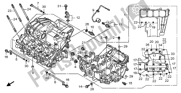 All parts for the Crankcase of the Honda CBR 1000 RR 2008