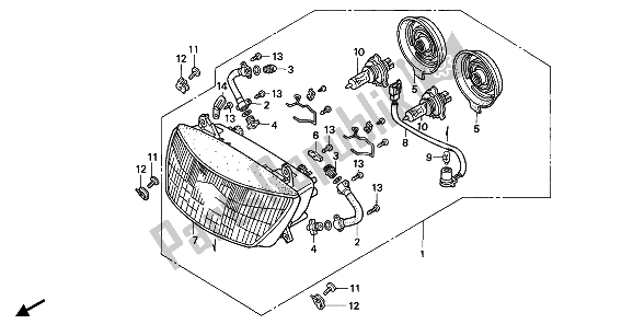 All parts for the Headlight (eu) of the Honda CBR 1000F 1993