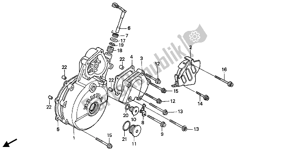 All parts for the Left Crankcase Cover of the Honda NX 650 1992