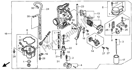 All parts for the Carburetor of the Honda XR 400R 2002