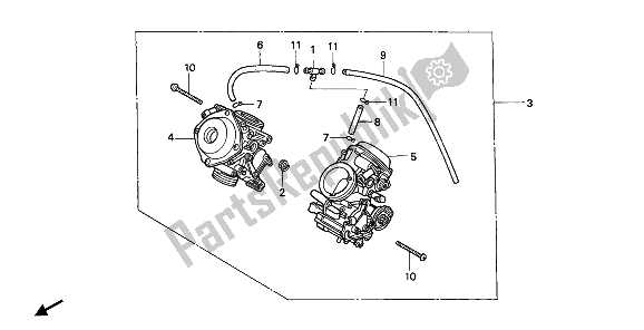 Alle onderdelen voor de Carburateur (assy.) van de Honda VT 600 1992