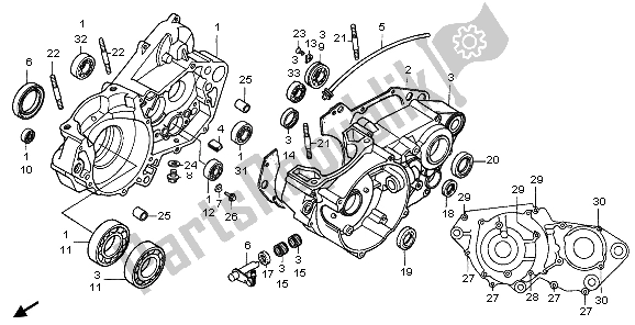 All parts for the Crankcase of the Honda CR 500R 1998