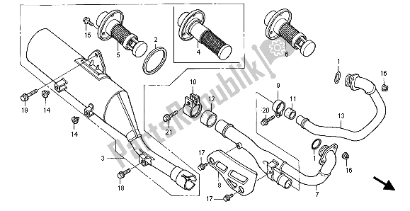 All parts for the Exhaust Muffler of the Honda XR 650R 2007