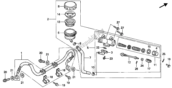 Alle onderdelen voor de Hoofdremcilinder Achter van de Honda CB 750 1992
