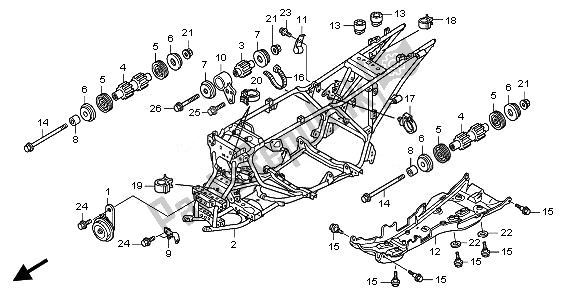 Todas as partes de Corpo Da Moldura do Honda TRX 420 FE Fourtrax Rancher 4X4 ES 2010