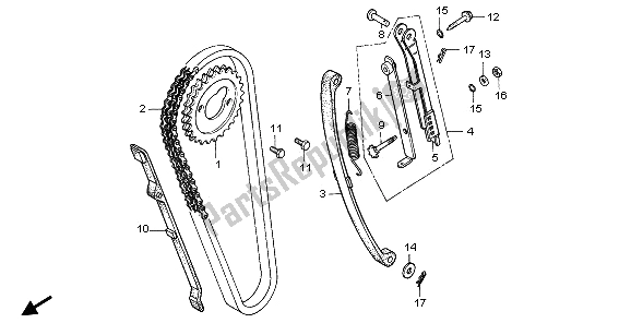 Alle onderdelen voor de Nokkenketting & Spanner van de Honda CA 125 1996