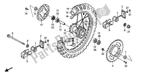 Todas las partes para Rueda Trasera de Honda CR 80R 1992