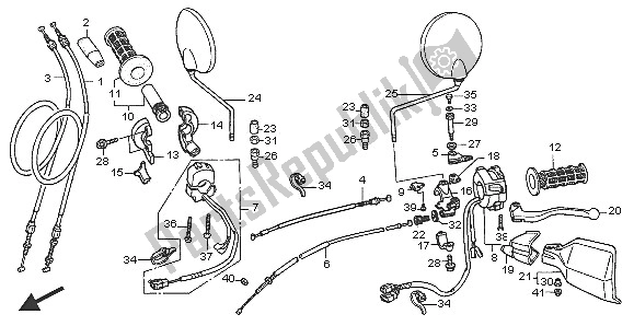 Tutte le parti per il Interruttore E Cavo E Leva del Honda XL 1000V 2005