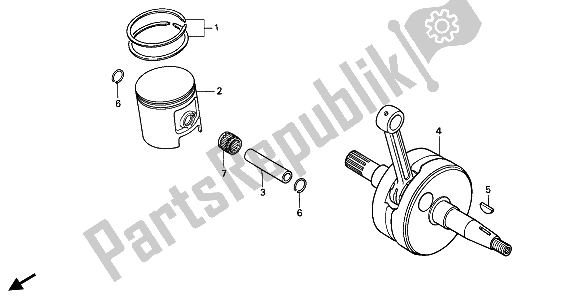 All parts for the Crankshaft & Piston of the Honda CR 500R 2 1992