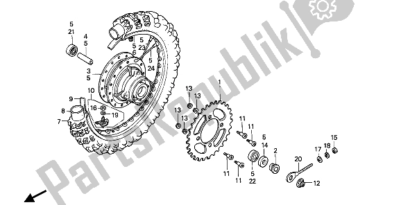 Tutte le parti per il Ruota Posteriore del Honda XR 80R 1990