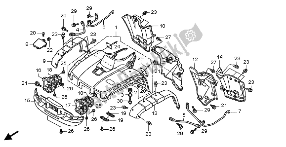 All parts for the Front Fender of the Honda TRX 500 FA Fourtrax Foreman 2002