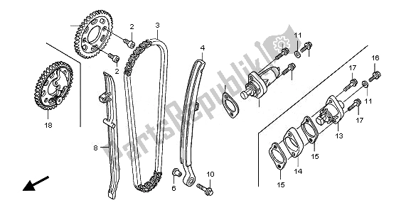 All parts for the Cam Chain & Tensioner of the Honda TRX 450 ER 2008