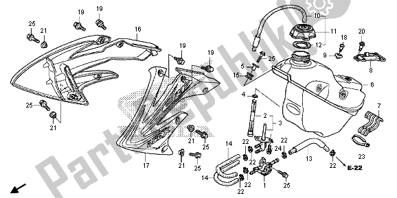 Alle onderdelen voor de Benzinetank van de Honda CRF 250X 2013
