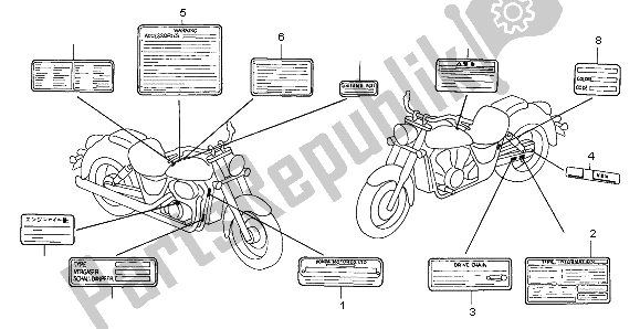 Toutes les pièces pour le étiquette D'avertissement du Honda VT 750C 1998