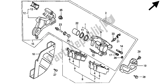 Todas las partes para Pinza De Freno Trasero de Honda CR 500R 1994