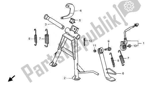 All parts for the Stand of the Honda ANF 125 2008