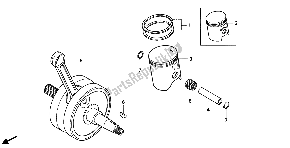 All parts for the Crankshaft & Piston of the Honda CR 250R 1992