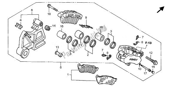 Todas las partes para Pinza De Freno Trasero de Honda CBR 1100 XX 2008