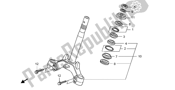All parts for the Steering Stem of the Honda ANF 125 2012