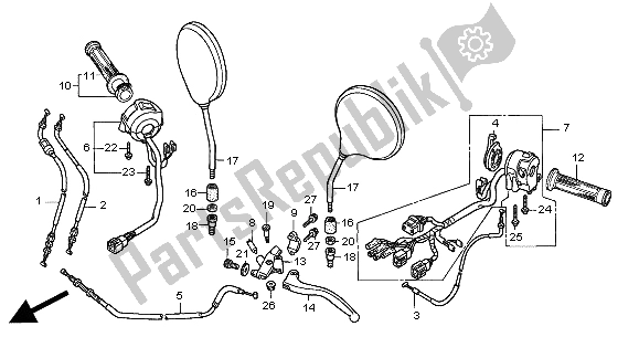 Todas as partes de Alavanca De Manivela E Interruptor E Cabo do Honda CB 600F Hornet 2000