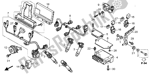 Alle onderdelen voor de Sub Harnas van de Honda VFR 1200F 2013