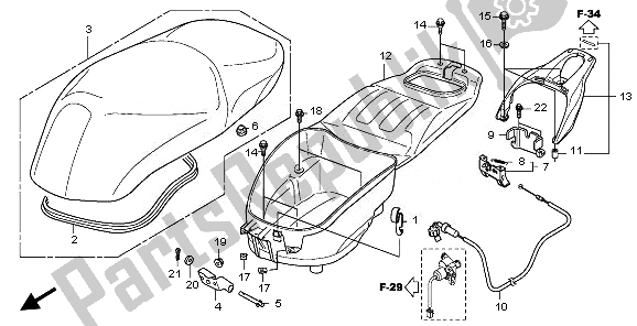 All parts for the Seat & Luggage Box of the Honda SH 300A 2011