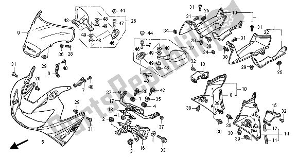 Tutte le parti per il Cappuccio Superiore del Honda CBR 900 RR 2001