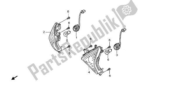 All parts for the Front Winker of the Honda NHX 110 WH 2008