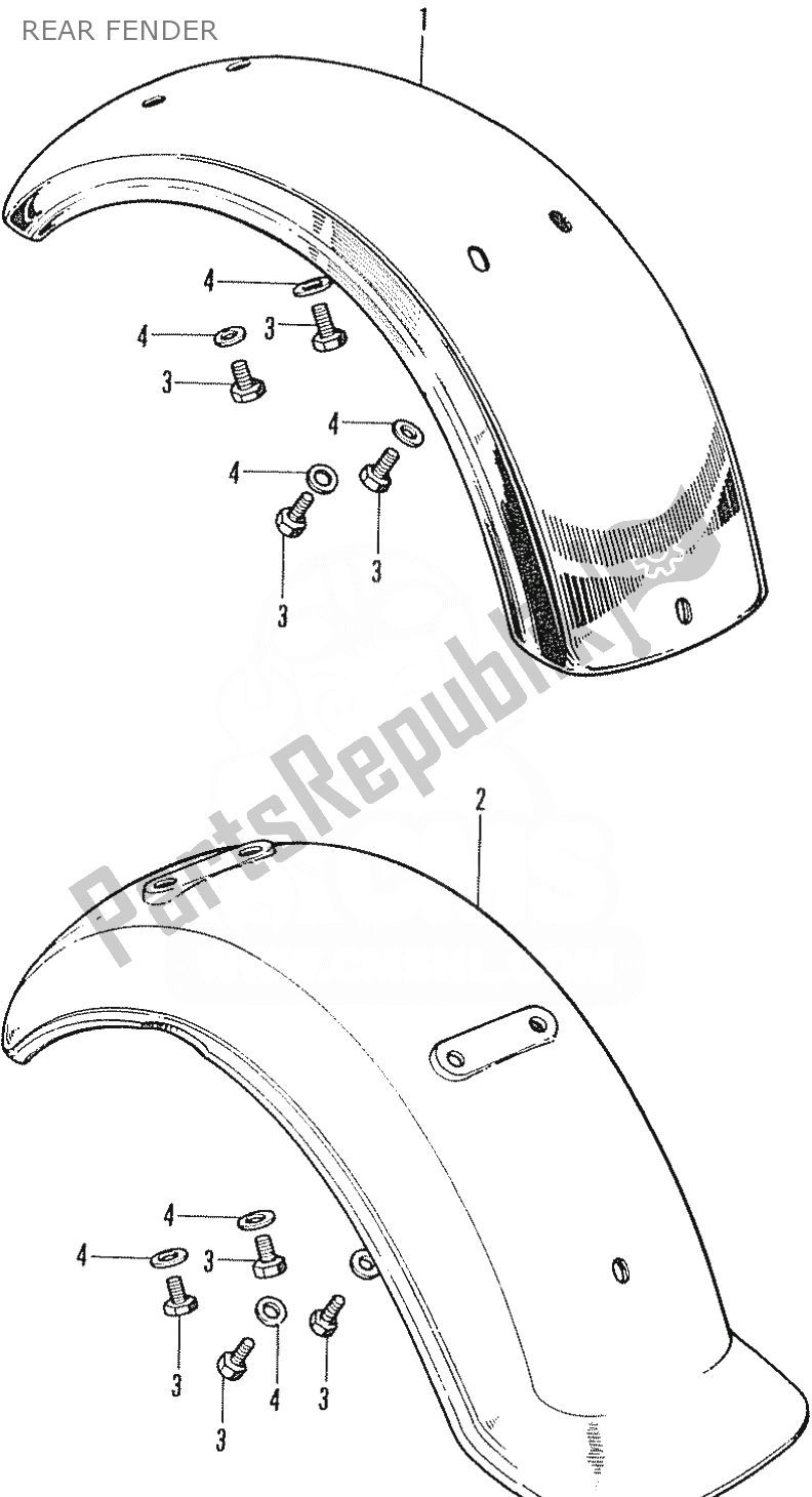 All parts for the Rear Fender of the Honda ST 70 DAX 1950 - 2023