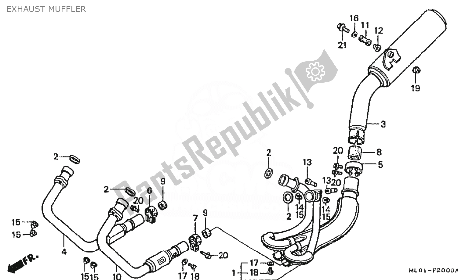 All parts for the Exhaust Muffler of the Honda VFR 400 1988