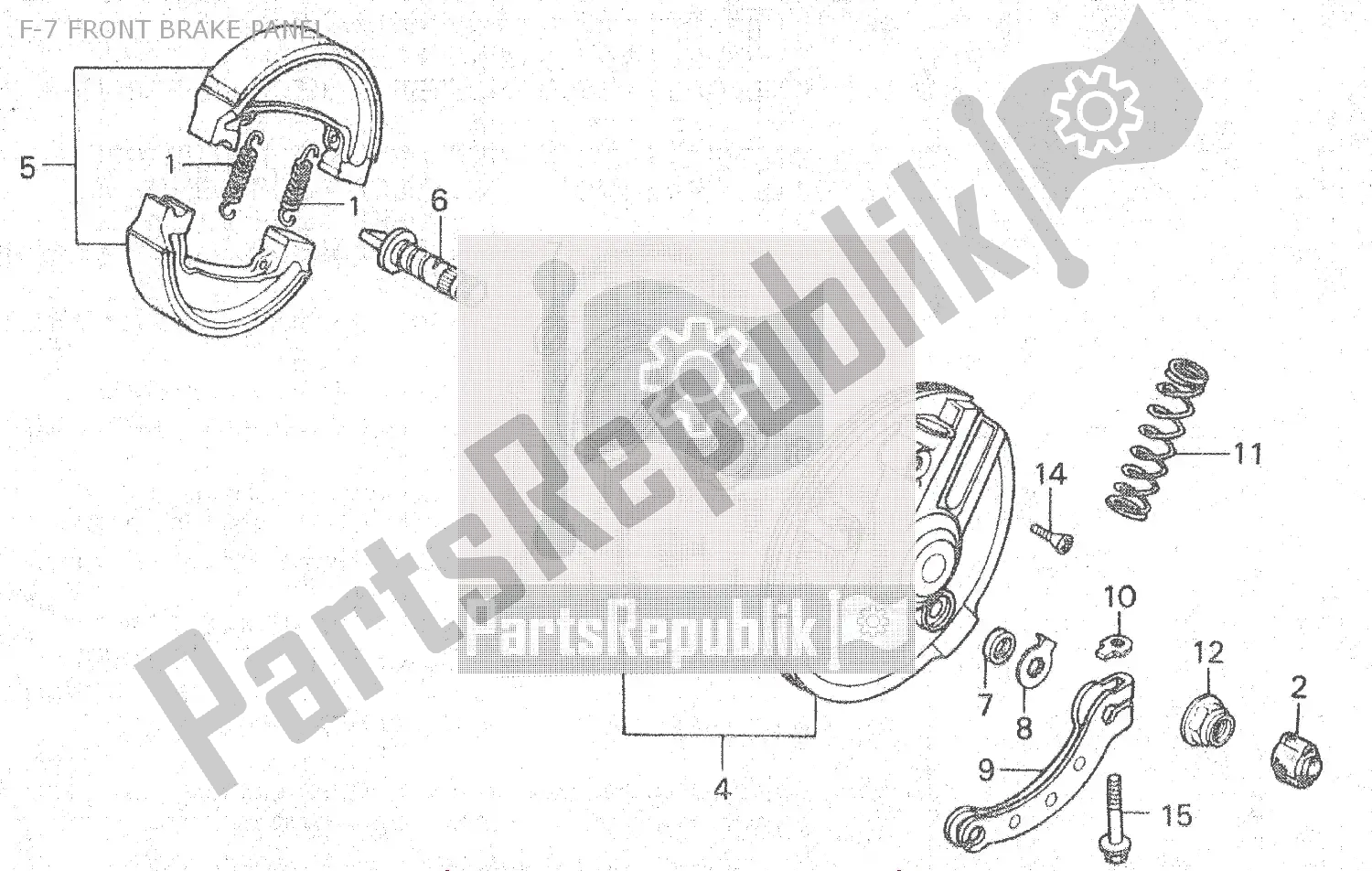 All parts for the F-7 Front Brake Panel of the Honda MTX 80 1983