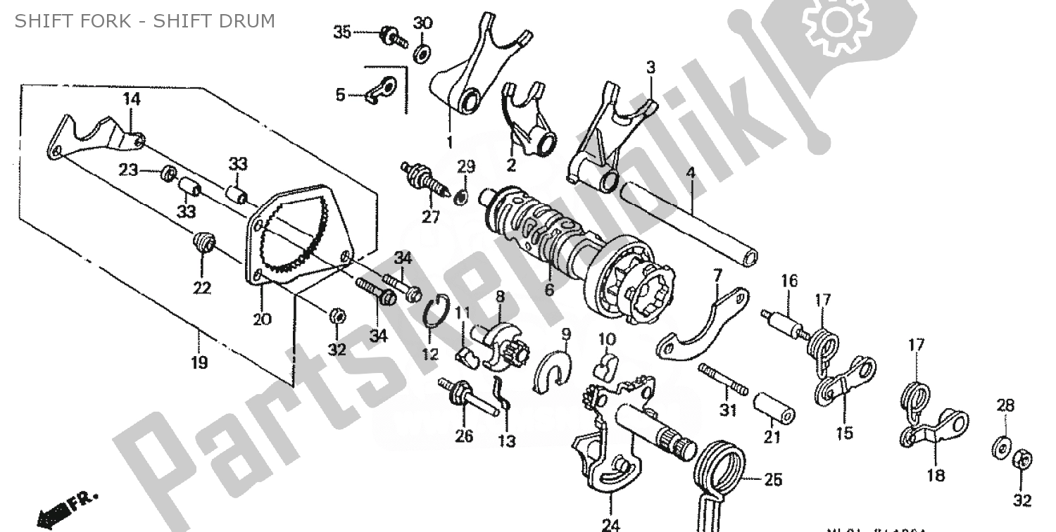 All parts for the Shift Fork - Shift Drum of the Honda VFR 400 1988